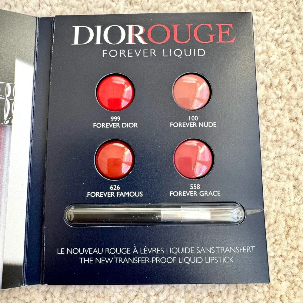 DIOR Rouge Forever Liquid Lipstick Nude Famous Grace Skin Glow Foundation Sample